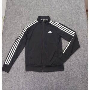 Adidas Primegreen Track Jacket Womens Small Black White 3 Stripe Primegreen Zip
